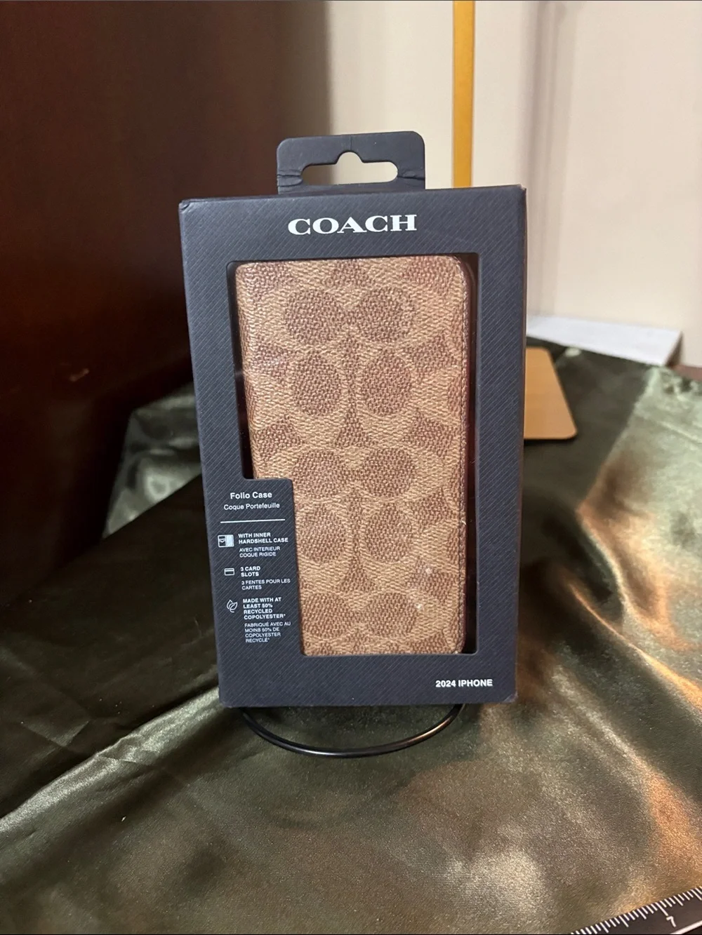 Coach Signature Folio Phone Case in Brown and Tan